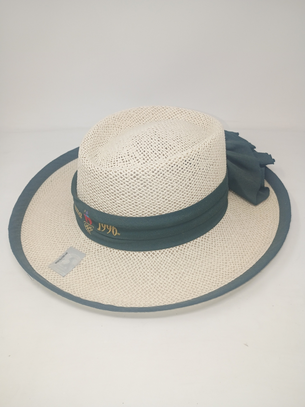 Vintage Atlanta 1996 Olympics Embroidered Straw Sun Hat with Teal Trim - Picture 5 of 12